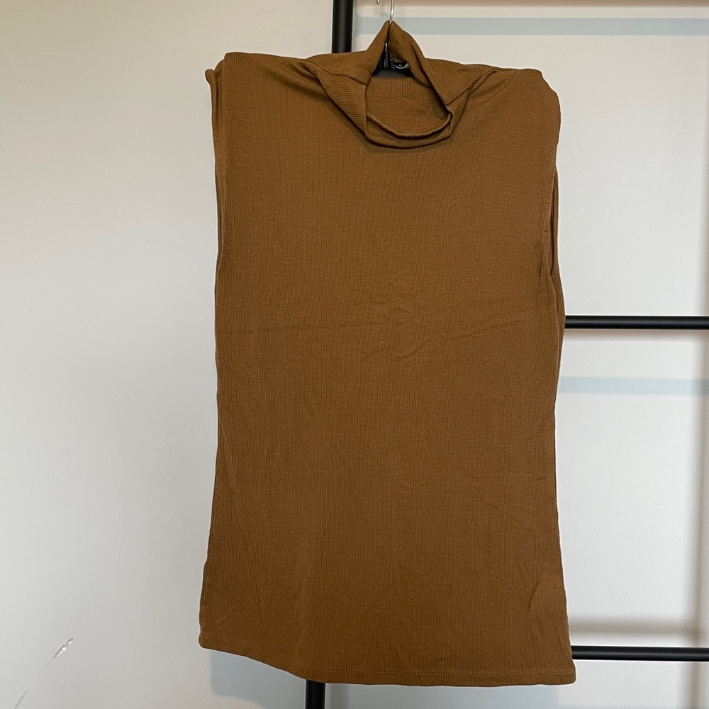 Babaton Brown Sleeveless Turtleneck